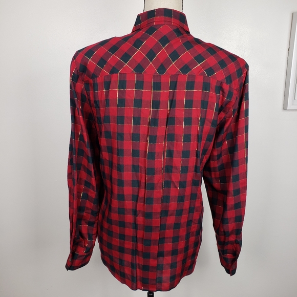 Vintage Christian Dior Buffalo Plaid Button Down 4 - Picture 4 of 11